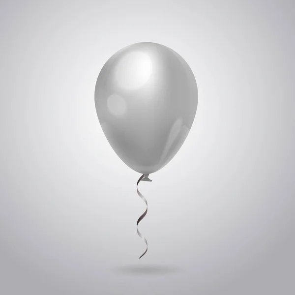 Λευκό μπαλόνι για διακόσμηση γιορτή που απομονώνονται σε γκρι φόντο — Διανυσματικό Αρχείο