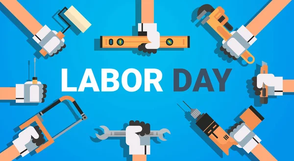 Labor Day plakat z instrumentów tło wakacje pracowników projekt transparent — Wektor stockowy