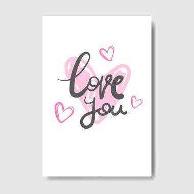 Seni tebrik kartı hat elle çizilmiş yazı yaratıcı seviyorum