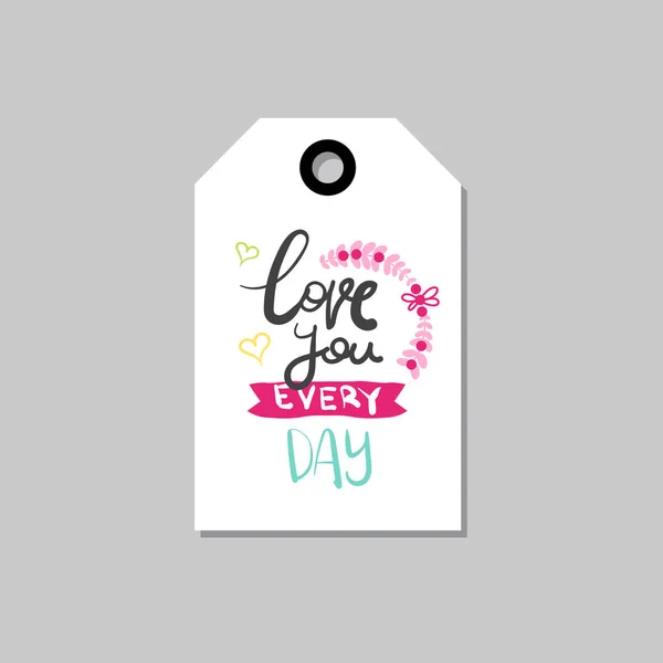 Love You LetteringTag isolado criativo mão desenho caligrafia cartão — Vetor de Stock