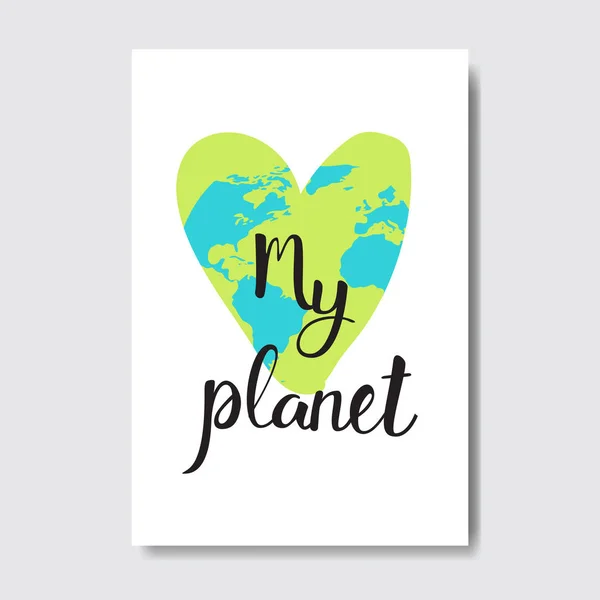 Love My Planet Tarjeta de felicitación Día de la Tierra Concepto de Evento Vacacional — Vector de stock