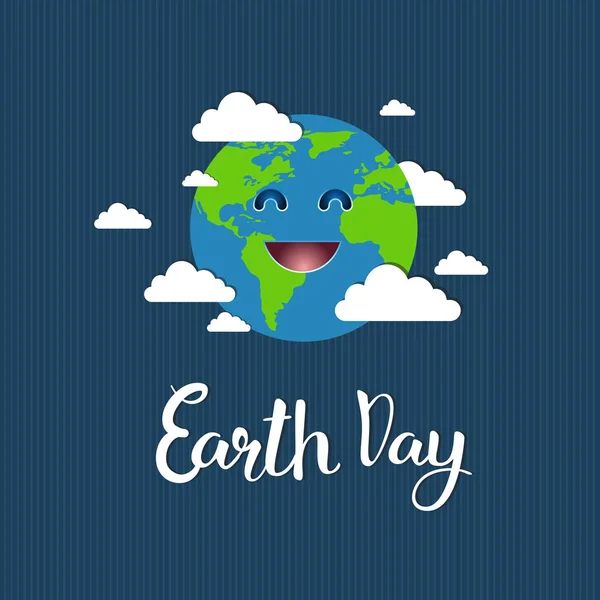 Şirin Dünya Günü tebrik kartı gezegen olay kavramı kaydetmek — Stok Vektör
