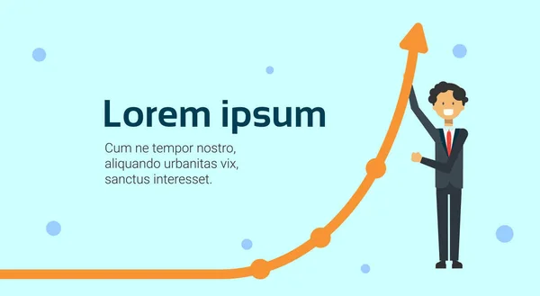 Zakenman Holding Finance pijl groeiende Marketing groei en financiële succes Concept — Stockvector