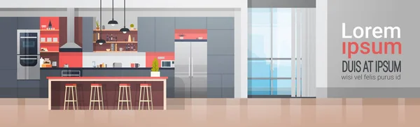 Kücheneinrichtung mit moderner Möbeltheke und horizontalen Geräten — Stockvektor