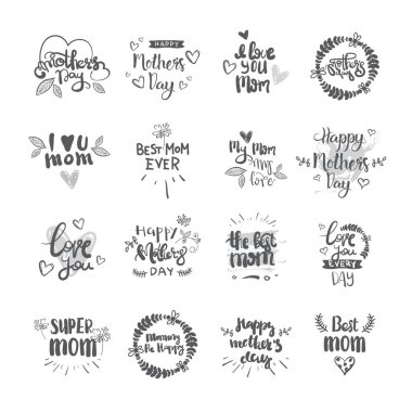 Mutlu anneler günü yaratıcı el hat izole ayarla çekilmiş