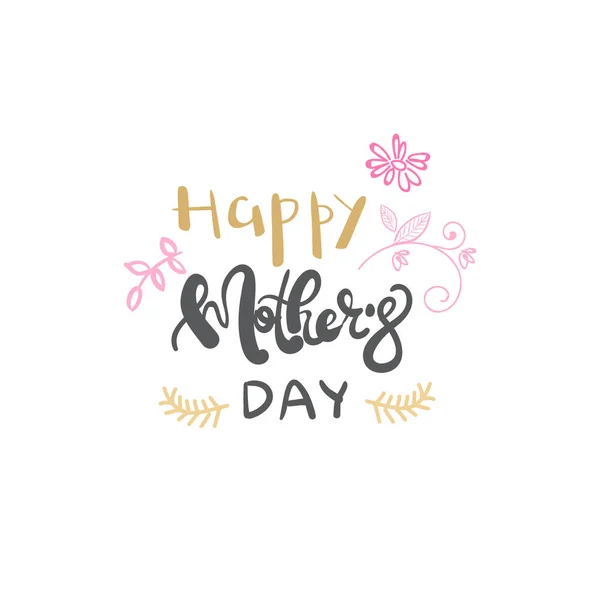 Feliz Día de las Madres Lettering Icono de Caligrafía Saludo Aislado — Vector de stock