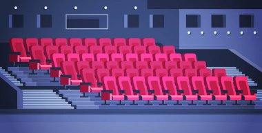rows of red theater or cinema seats empty no people hall interior horizontal clipart