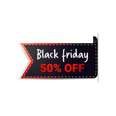 Kara Cuma çıkartması ya da indirim rozeti tatil alışverişi konsepti büyük satış etiketi reklam kampanyası