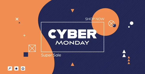 Cyber segunda-feira grande venda folheto anúncio oferta especial conceito feriado compras on-line cartaz de desconto horizontal — Vetor de Stock