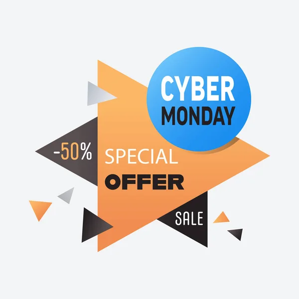 Cyber segunda-feira grande venda adesivo anúncio oferta especial conceito feriado compras on-line desconto banner — Vetor de Stock
