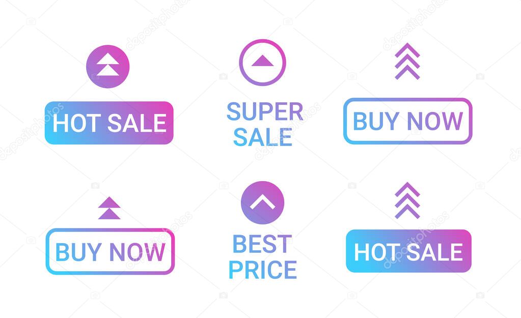 swipe up set of buttons big sale advertisement special offer in social media application holiday shopping discount concept horizontal