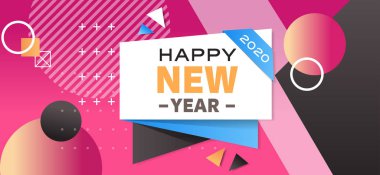 2020 mutlu yıllar mutlu noeller afiş kutlaması konsepti düz yatay tebrik kartı