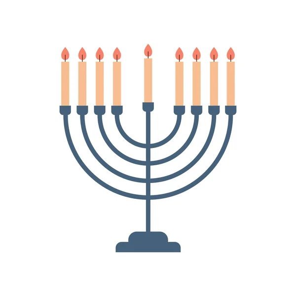 Menóra ikon boldog hanuka judaizmus vallási ünnepek héber ünneplés koncepció gyertyatartó gyertyákkal — Stock Vector