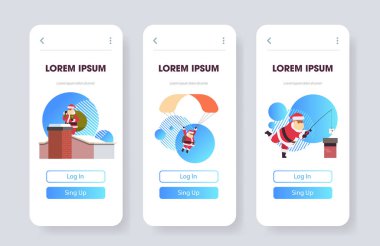 Noel Baba Kartları Web Sayfaları Mutlu Noeller yeni yıl kutlamaları mobil uygulama yatay tam uzunlukta fotokopi alanı