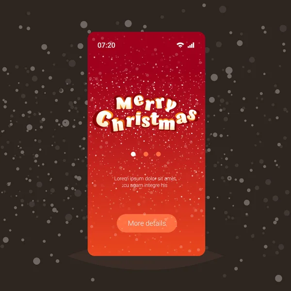 Merry christmas happy new year poster winter holiday celebration concept smartphone screen online mobile app greeting card copy space — Stock Vector