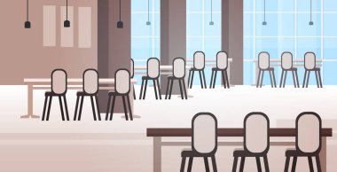 Modern kafenin içi boş. Mobilyaları yatay olmayan insanlar restoranı yok.