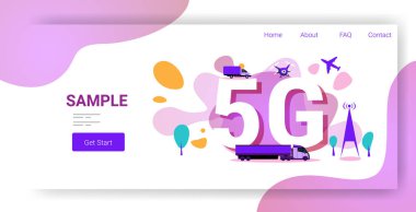 Kamyon arabaları İHA ve uçak 5g simge üzerinde beşinci yenilikçi internet bağlantısı nakliyat ve ulaşım kavramı yatay kopyalama alanı