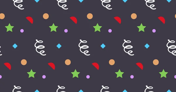 Confetti naadloos patroon gelukkig nieuwjaar vrolijk kerstvakantie viering concept horizontaal — Stockvector