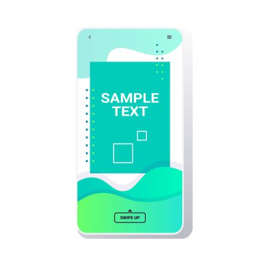 Dekorasyon sunumu için minimal tasarım kapağı şablonu poster memphis stili soyut arkaplan rengarenk akıllı telefon ekranı çevrimiçi mobil uygulama kopyalama alanı