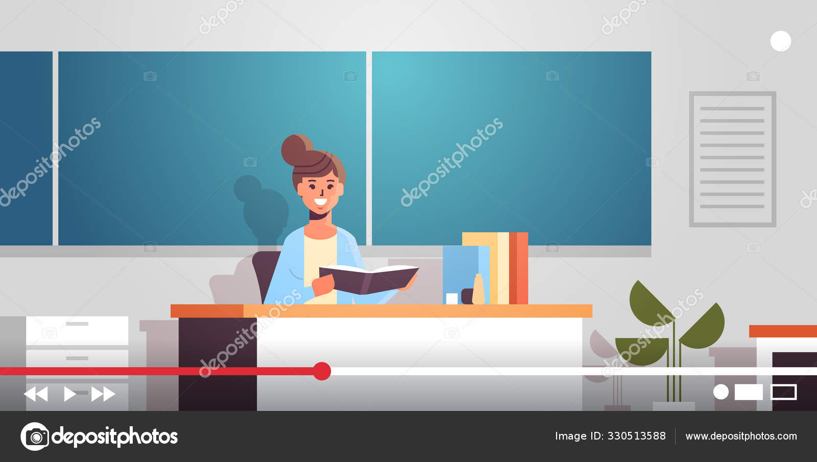 Teacher blogger recording online course video tutorial elearning live