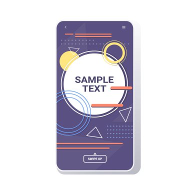 Dekorasyon sunumu için minimal tasarım kapağı şablonu poster memphis stili soyut arkaplan akıllı telefon ekranı çevrimiçi mobil uygulama kopyalama alanı