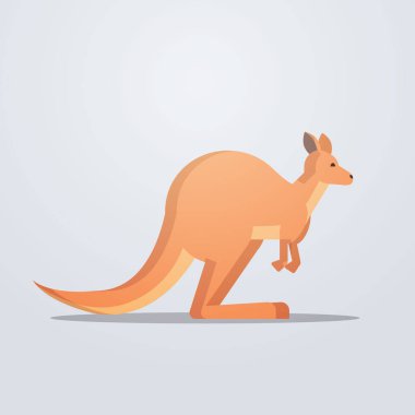 kanguru ikonu sevimli çizgi film nesli tükenmekte olan vahşi hayvan sembolü gölgeli vahşi yaşam türleri konsepti düz