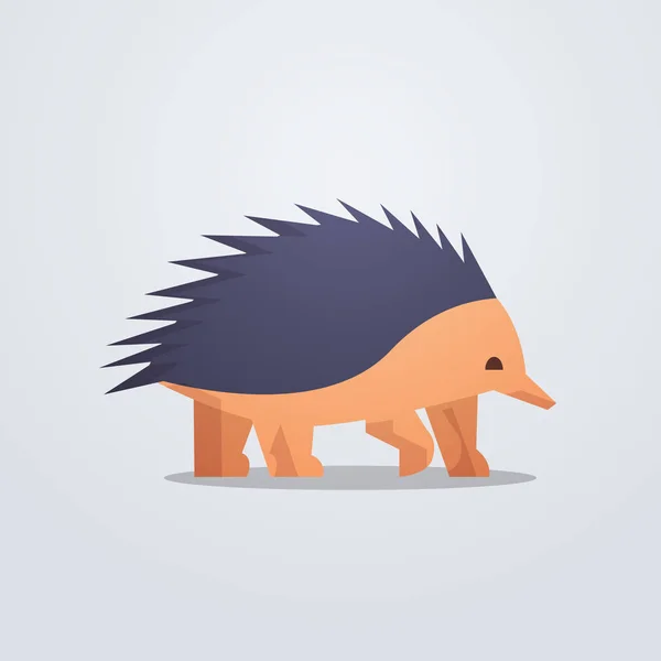 Kurzschnäbel Echidna Symbol Karikatur gefährdete wilde Tiere Symbol mit Schatten Tierarten Fauna Konzept flach — Stockvektor