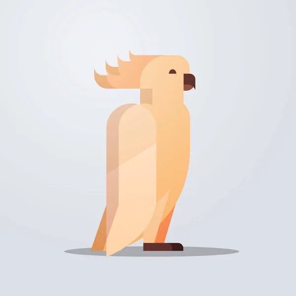 Cockatoo ikon söt tecknad vilda djur symbol med skugga vilda arter fauna koncept platt — Stock vektor