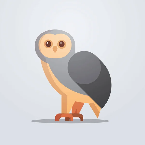 Hibou oiseau icône mignon dessin animé animal sauvage symbole faune espèce concept plat — Image vectorielle