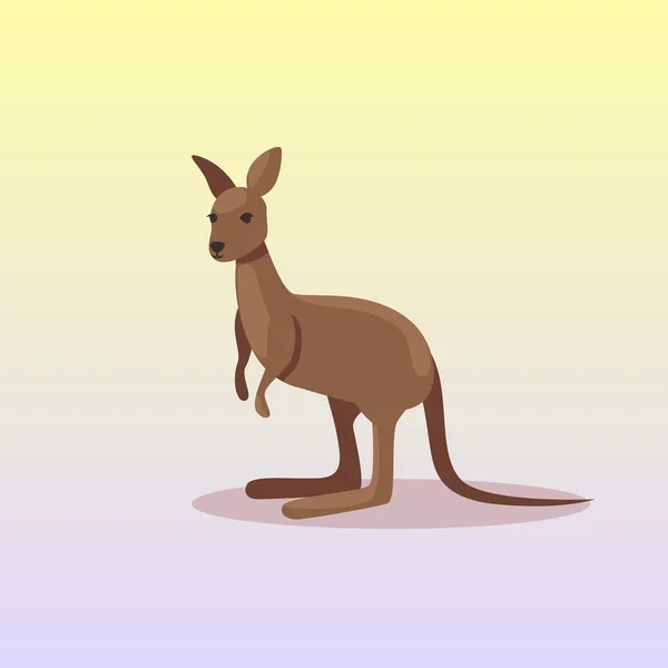 Känguru oder Wallaby Symbol Karikatur gefährdet wild australische Tier Symbol Tierarten Fauna Konzept flach — Stockvektor