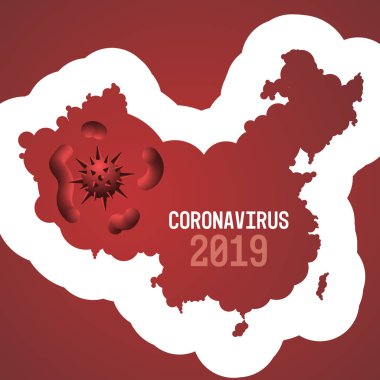 Salgın Mers-Cov bakteri ikonu yüzen grip virüsü hücresi wuhan coronavirüs 2019-ncov pandemik sağlık riski Çin haritası