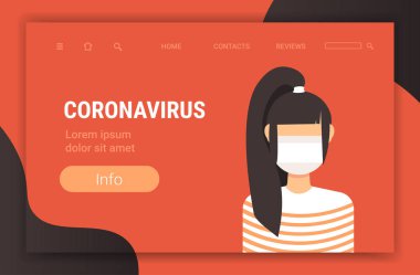 Koruyucu maske takan kadın salgını Mers-Cov virüsü wuhan coronavirus 2019 ncov salgını tıbbi risk konsepti portresi yatay fotokopi alanı