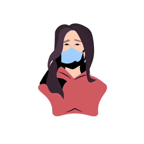 戴口罩防止流行病的妇女Mers-Cov wuhan coronavirus 2019-ncov流行病医疗风险肖像 — 图库矢量图片