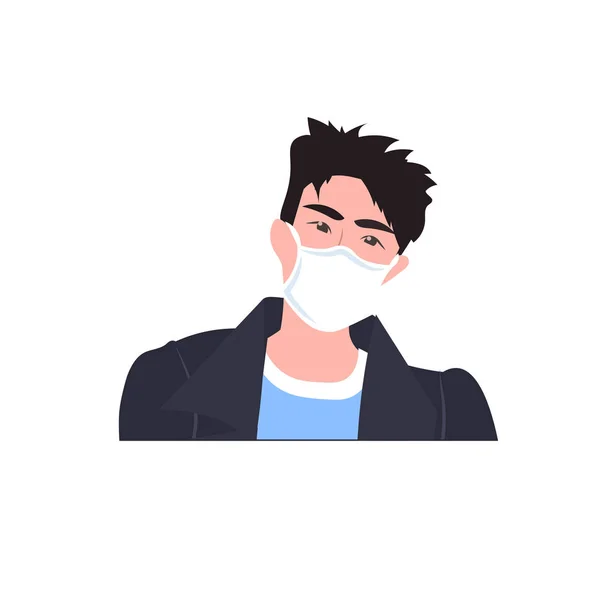 Muž nosí masku k prevenci epidemie Mers-Cov wuhan coronavirus 2019-ncov pandemie zdravotní riziko portrét — Stockový vektor