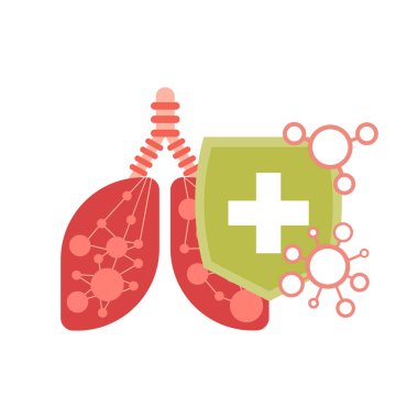 Koruyucu kalkan virüs koruma konsepti wuhan coronavirus 2019-ncov salgın hastalık riski olan grip insan ciğerleri