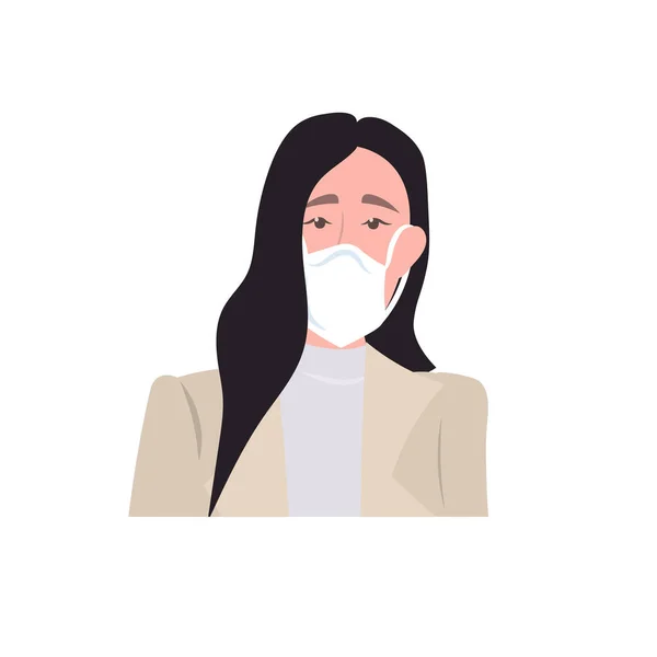 Žena nosí masku k prevenci epidemie Mers-Cov wuhan coronavirus 2019-ncov pandemie zdravotní riziko portrét — Stockový vektor
