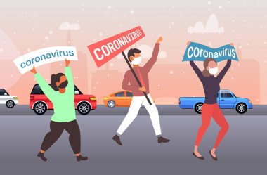 Koruyucu maskeli salgın Mers-Cov insanları Coronavirus enfeksiyonunu önleme konsepti wuhan 2019-ncov salgın hastalık riski şehir caddeleri tam boy yatay