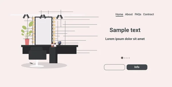 Modern fodrászat szék tükör és bútor szépségszalon koncepció vízszintes másolási tér — Stock Vector