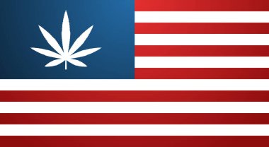 USA flag with marijuana leaf cannabis legalization concept horizontal