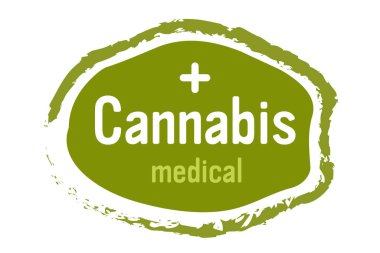 medical cannabis or marijuana leaf badge hemp legalize sticker drug consumption concept horizontal