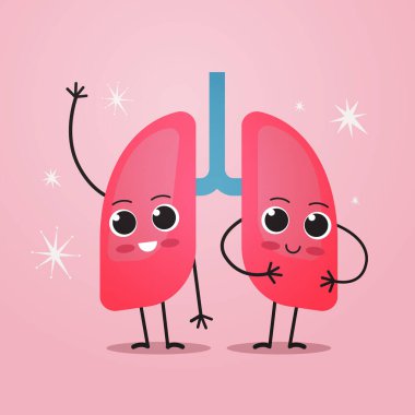 cute lungs characters funny human internal mascot organ anatomy healthcare medical concept respiratory breathing system