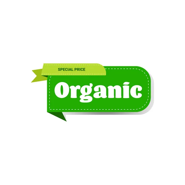 Logo du marché végétalien sain naturel autocollant bio emblème pour la conception de badge d'aliments frais — Image vectorielle