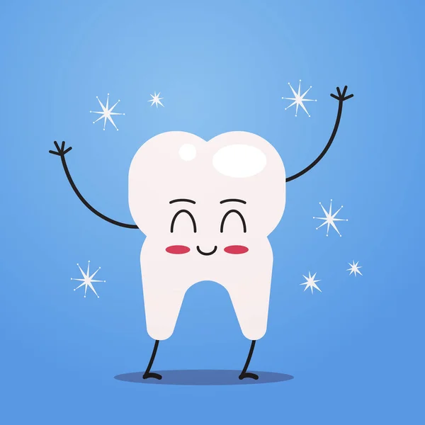 Lindo diente de dibujos animados personaje divertido humano dental órgano interno mascota anatomía cuidado de la salud medicina concepto — Archivo Imágenes Vectoriales