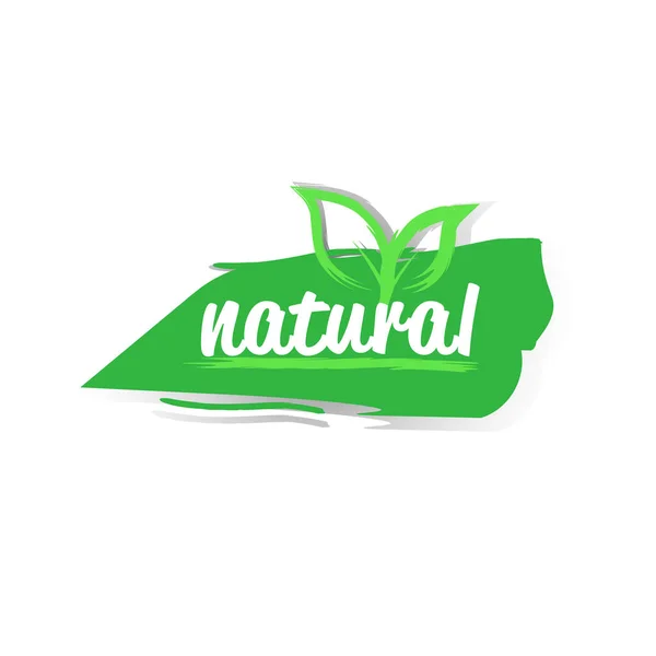 天然产品贴纸有机健康素食市场标志鲜食徽章设计 — 图库矢量图片