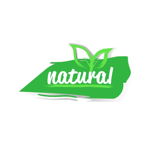 Natural product sticker organic healthy vegan market logo fresh food emblem badge design — Stock Vector