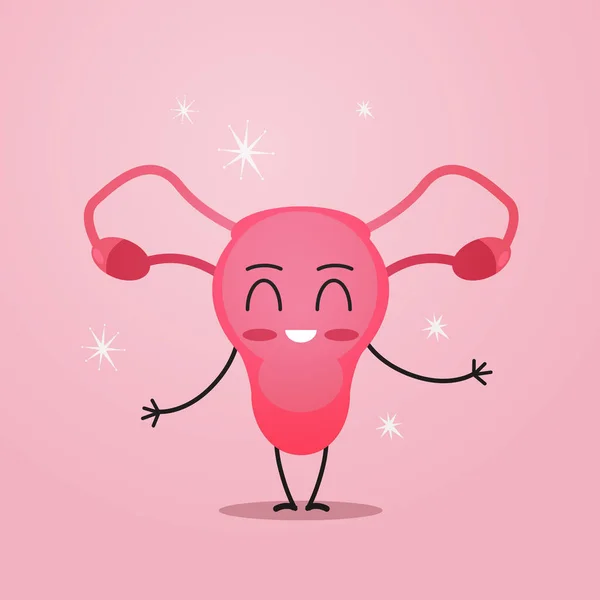 Funny mascot organ character female reproductive system uterus cervix ovaries and fallopian tubes anatomy biology medicine healthcare concept — Stockový vektor