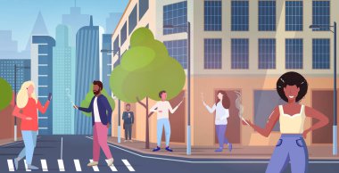 mix race people smoking marijuana joint drugs consumption legalization cannabis addiction concept modern city street cityscape background full length horizontal