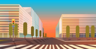no people city street buildings road view cityscape background empty downtown flat horizontal