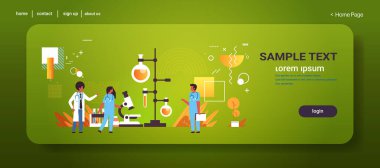 Kimyagerler mikroskop koronavirüs biyolojik örneğini laboratuvar salgınında analiz için kullanıyorlar. Mers-Cov wuhan 2019-ncov pandemik tıbbi sağlık riski kopyalama alanı tam boy yatay.