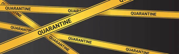 Epidemie Mers-Cov Quarantäne Vorsicht auf gelbem Warnband Coronavirus-Infektion wuhan 2019-ncov Pandemie Gesundheitsrisikokonzept horizontal — Stockvektor